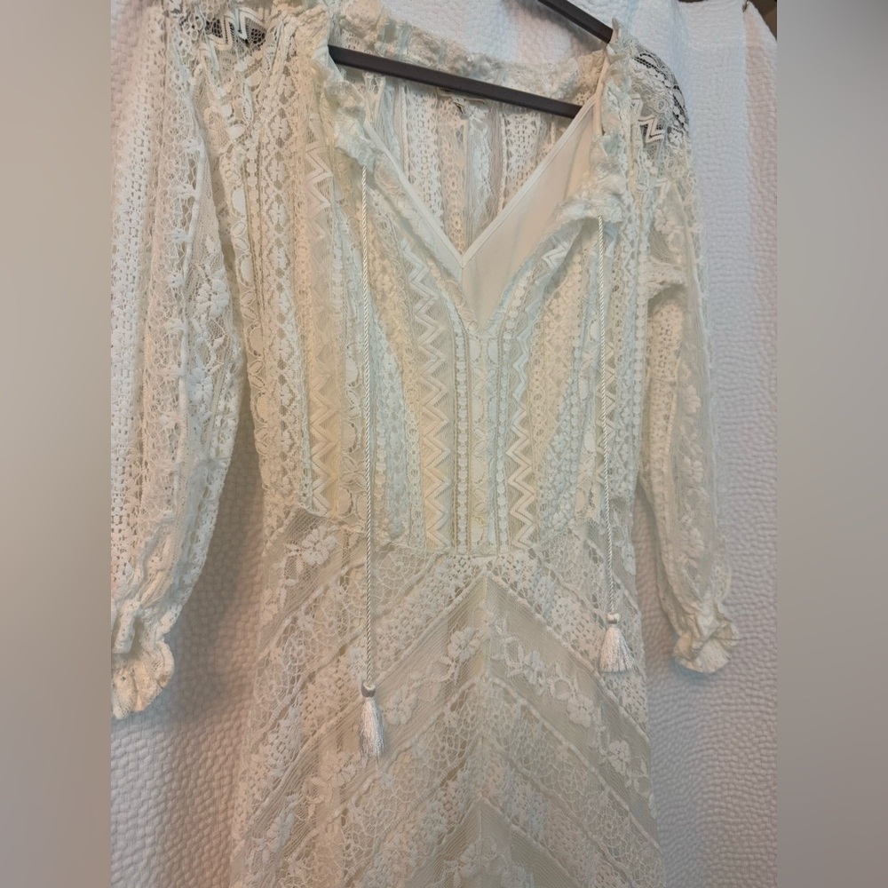 Maje White Lace Maxi Dress with Long Sleeves - Sz. 1 (small) - Picture 6 of 8